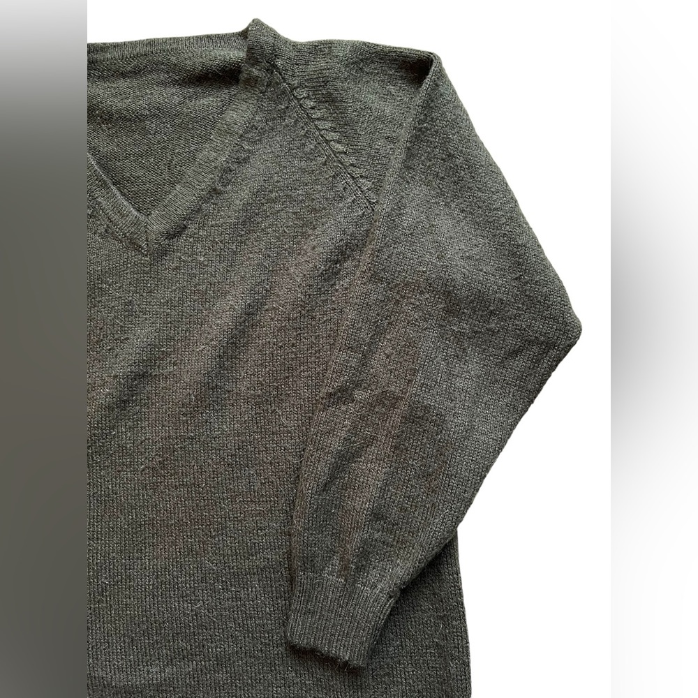Pachamama 70% Alpaca Green Cable Knit Cardigan Fit Like Medium Sweater V Neck - Picture 2 of 13